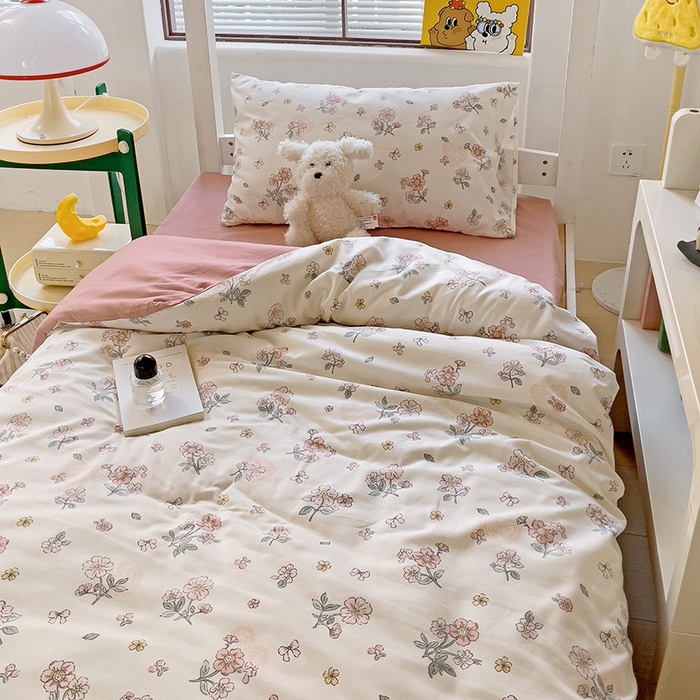 91家纺网 家纺一手货源 找家纺 海岛哥哥 2025新款云朵棉宿舍学生三件套 莫奈粉-A