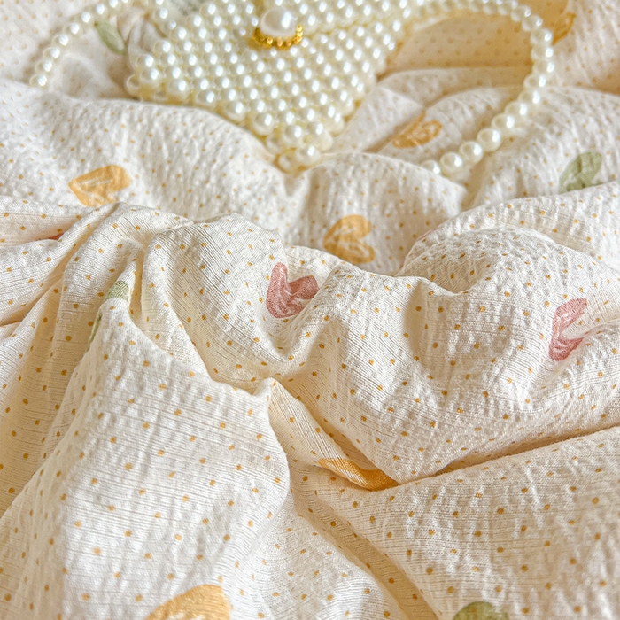 91家纺网 家纺一手货源 找家纺 仟网汇 2025新款云感赫本风皱皱纱夏被四件套 赫本-爱心