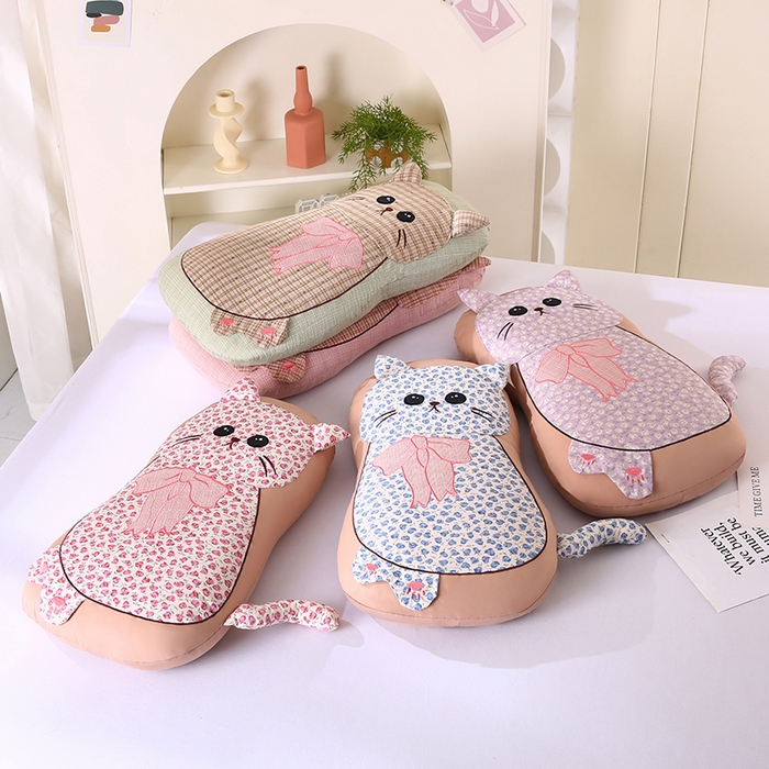 91家纺网 家纺一手货源 找家纺 蔻眠 叮叮猫-全棉卡通荞麦枕儿童学生成人护颈枕芯 主图