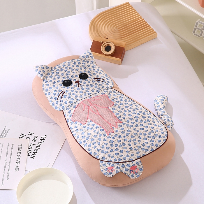 91家纺网 家纺一手货源 找家纺 蔻眠 叮叮猫-全棉卡通荞麦枕儿童学生成人护颈枕芯 叮叮猫-蓝色