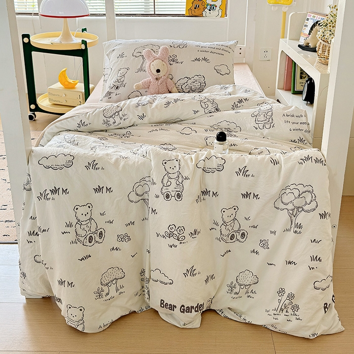 91家纺网 家纺一手货源 找家纺 港岛妹妹 2025新款宿舍学生三件套 熊宝乐园