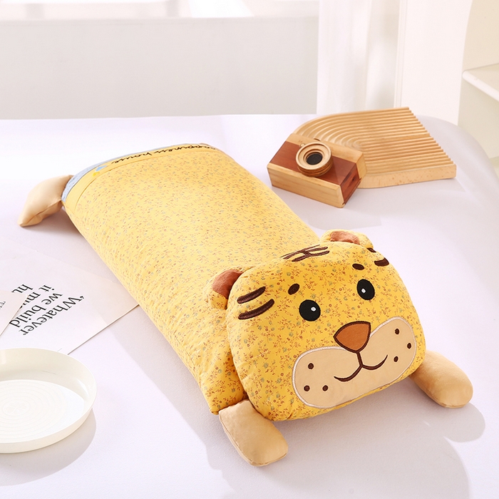 91家纺网 家纺一手货源 找家纺 蔻眠 乖乖虎-全棉卡通荞麦枕儿童学生成人护颈枕芯 乖乖虎-黄色