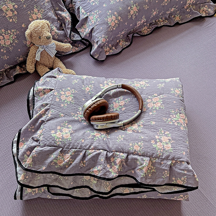 91家纺网 家纺一手货源 找家纺 （总）仟网汇 2025新款云感赫本风皱皱纱夏被四件套