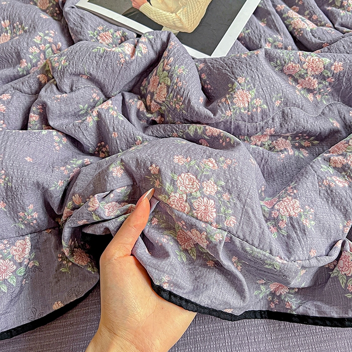 91家纺网 家纺一手货源 找家纺 （总）仟网汇 2025新款云感赫本风皱皱纱夏被四件套