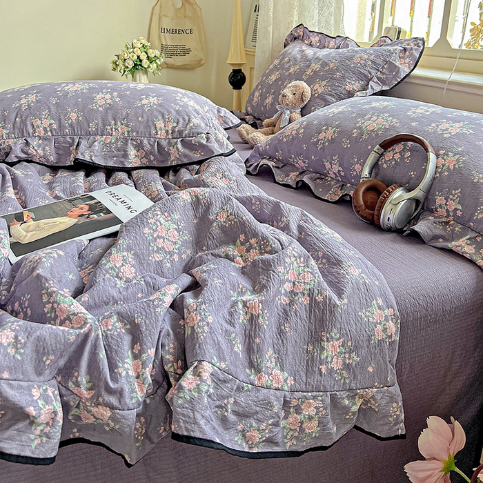 91家纺网 家纺一手货源 找家纺 （总）仟网汇 2025新款云感赫本风皱皱纱夏被四件套