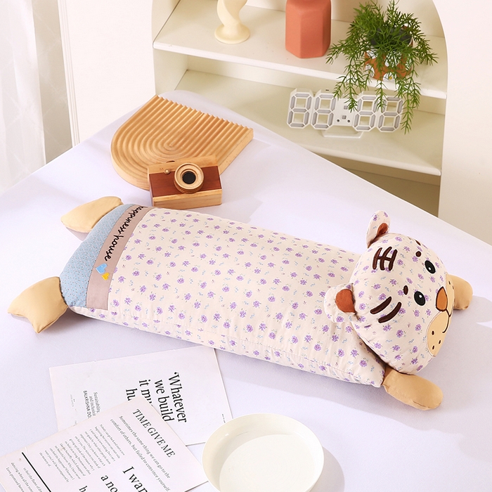 91家纺网 家纺一手货源 找家纺 蔻眠 乖乖虎-全棉卡通荞麦枕儿童学生成人护颈枕芯 乖乖虎-粉色