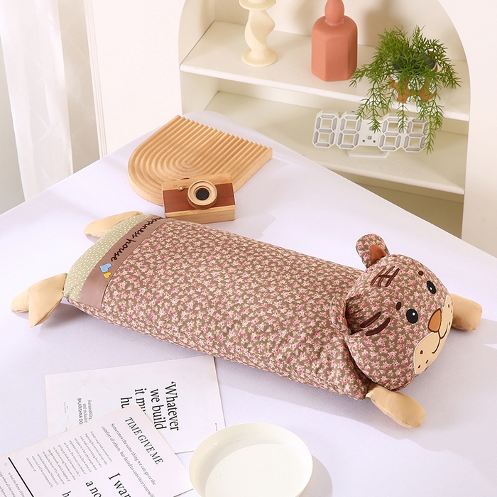 91家纺网 家纺一手货源 找家纺 蔻眠 乖乖虎-全棉卡通荞麦枕儿童学生成人护颈枕芯 乖乖虎-咖色
