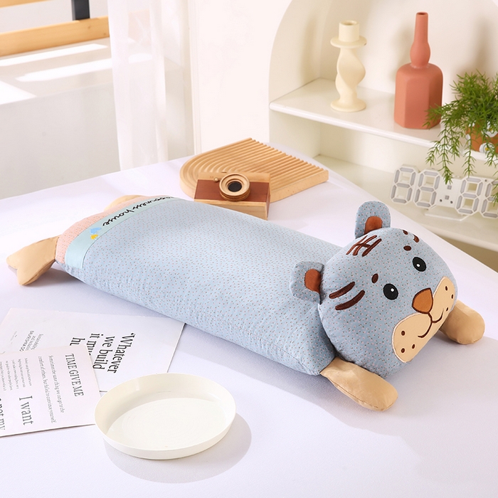 91家纺网 家纺一手货源 找家纺 蔻眠 乖乖虎-全棉卡通荞麦枕儿童学生成人护颈枕芯 乖乖虎-蓝色