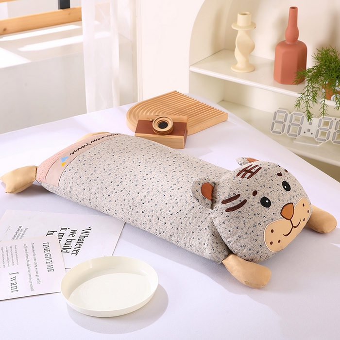 91家纺网 家纺一手货源 找家纺 蔻眠 乖乖虎-全棉卡通荞麦枕儿童学生成人护颈枕芯 乖乖虎-灰色