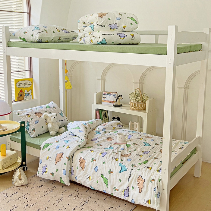 91家纺网 家纺一手货源 找家纺 海岛哥哥 2025新款云朵棉宿舍学生三件套 萌趣恐龙