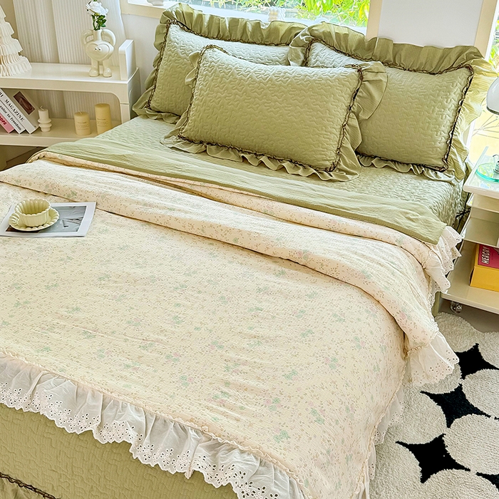 91家纺网 家纺一手货源 找家纺 仟网汇 2025新款床盖四件套夏被四件套（活套被套） 薄荷微凉