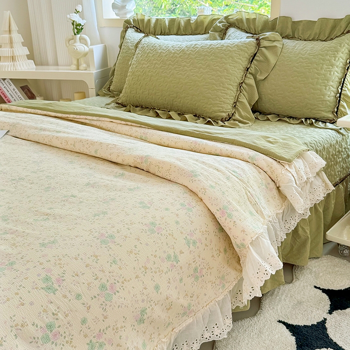 91家纺网 家纺一手货源 找家纺 仟网汇 2025新款床盖四件套夏被四件套（活套被套） 薄荷微凉