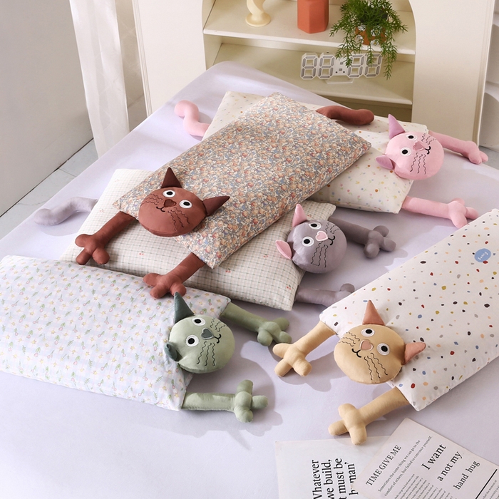 91家纺网 家纺一手货源 找家纺 （总）蔻眠 哇噻猫-全棉双层纱甜荞麦枕芯卡通儿童学生成人护颈枕