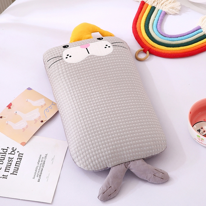 91家纺网 家纺一手货源 找家纺 蔻眠 小海狮-夏季凉感丝卡通荞麦枕头儿童学生防出汗专用枕芯 小海狮-灰色