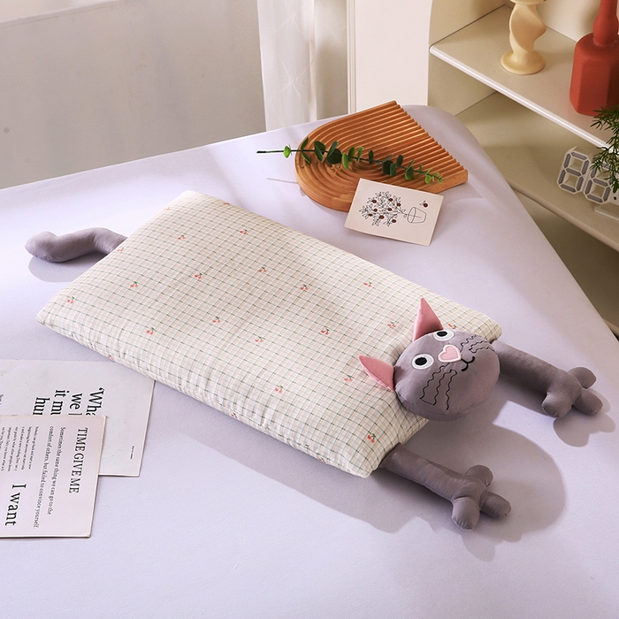 91家纺网 家纺一手货源 找家纺 （总）蔻眠 哇噻猫-全棉双层纱甜荞麦枕芯卡通儿童学生成人护颈枕