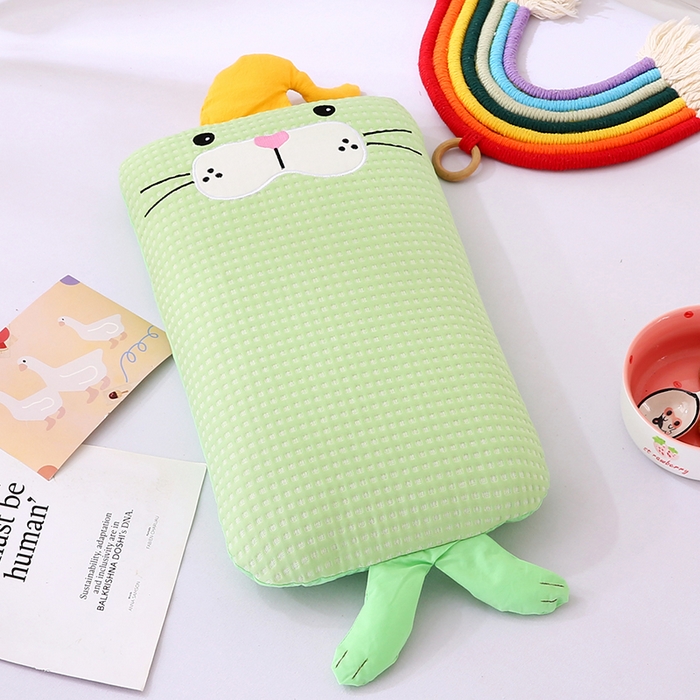 91家纺网 家纺一手货源 找家纺 蔻眠 小海狮-夏季凉感丝卡通荞麦枕头儿童学生防出汗专用枕芯 小海狮-绿色