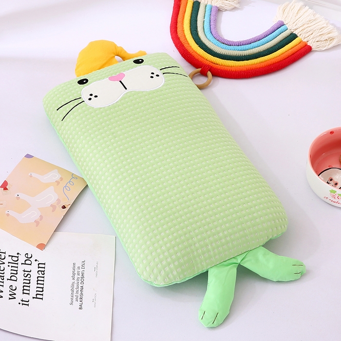 91家纺网 家纺一手货源 找家纺 蔻眠 小海狮-夏季凉感丝卡通荞麦枕头儿童学生防出汗专用枕芯 小海狮-绿色