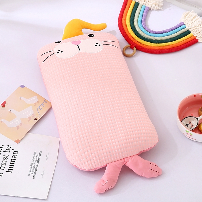 91家纺网 家纺一手货源 找家纺 蔻眠 小海狮-夏季凉感丝卡通荞麦枕头儿童学生防出汗专用枕芯 小海狮-粉色