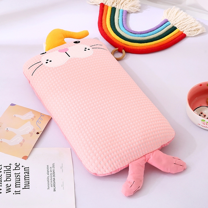 91家纺网 家纺一手货源 找家纺 蔻眠 小海狮-夏季凉感丝卡通荞麦枕头儿童学生防出汗专用枕芯 小海狮-粉色