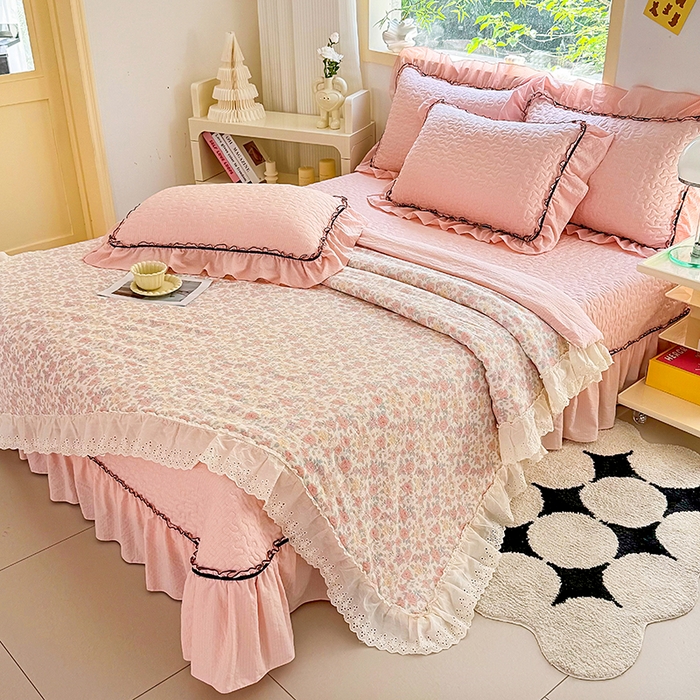 91家纺网 家纺一手货源 找家纺 仟网汇 2025新款床盖四件套夏被四件套（活套被套） 春天里