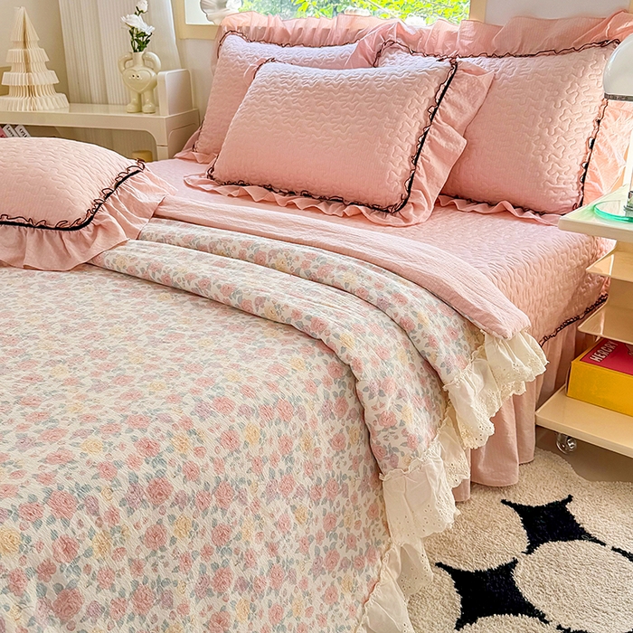 91家纺网 家纺一手货源 找家纺 仟网汇 2025新款床盖四件套夏被四件套（活套被套） 春天里