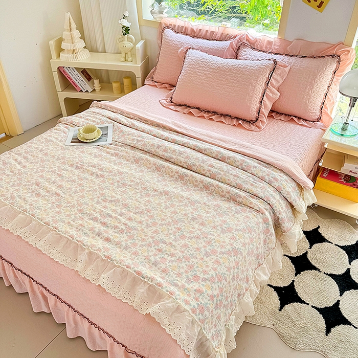 91家纺网 家纺一手货源 找家纺 仟网汇 2025新款床盖四件套夏被四件套（活套被套） 春天里