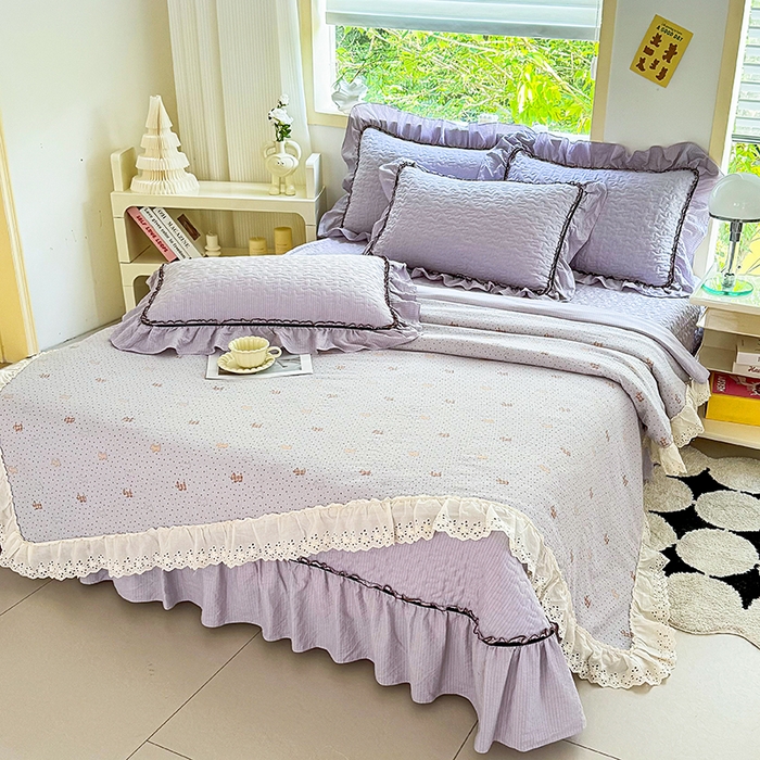 仟网汇 2025新款床盖四件套夏被四件套（活套被套） 慕斯小狗兰