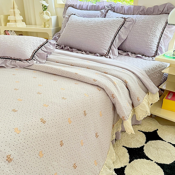 91家纺网 家纺一手货源 找家纺 仟网汇 2025新款床盖四件套夏被四件套（活套被套） 慕斯小狗兰