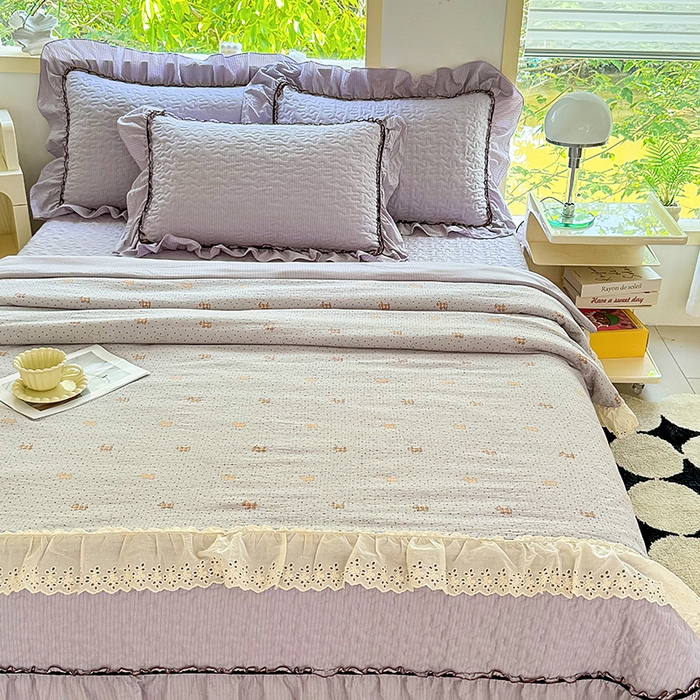 91家纺网 家纺一手货源 找家纺 仟网汇 2025新款床盖四件套夏被四件套（活套被套） 慕斯小狗兰