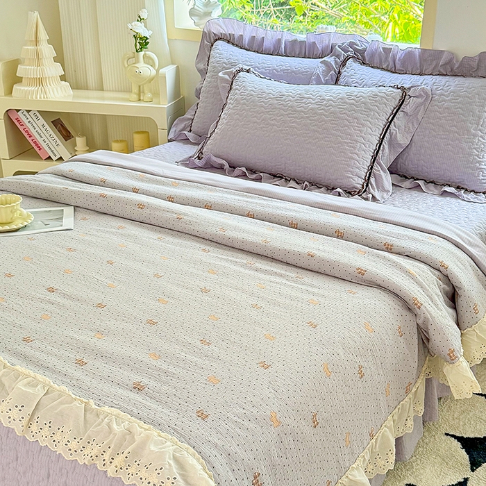 91家纺网 家纺一手货源 找家纺 仟网汇 2025新款床盖四件套夏被四件套（活套被套） 慕斯小狗兰