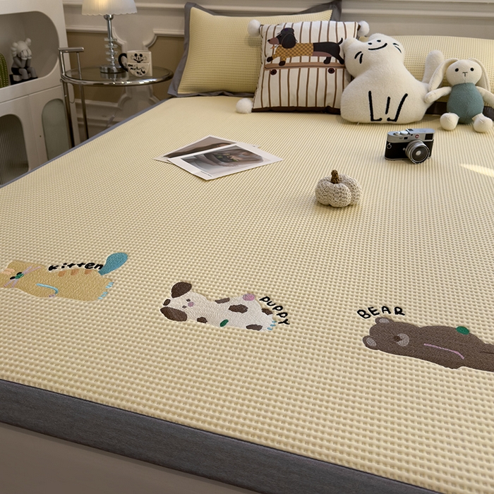 91家纺网 家纺一手货源 找家纺 （总）眠多宝 2025新款乙纶冰豆豆凉席冰丝席-华夫格绣花