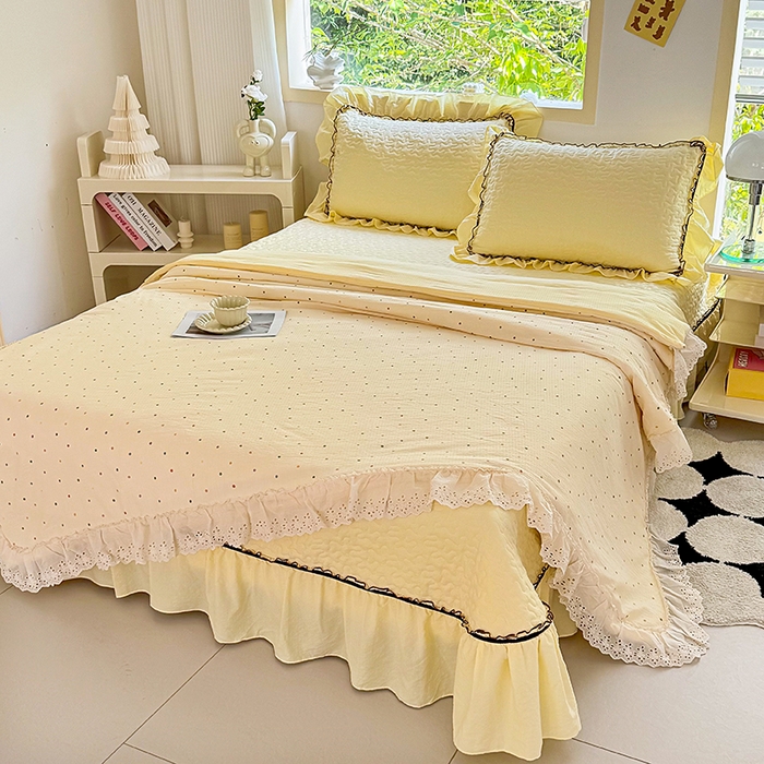 仟网汇 2025新款床盖四件套夏被四件套（活套被套） 奶油波点