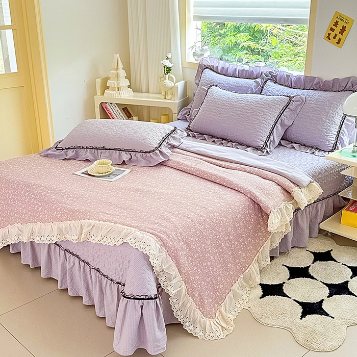 91家纺网 家纺一手货源 找家纺 仟网汇 2025新款床盖四件套夏被四件套（活套被套） 山野栀子