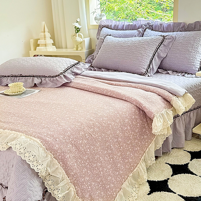 91家纺网 家纺一手货源 找家纺 仟网汇 2025新款床盖四件套夏被四件套（活套被套） 山野栀子