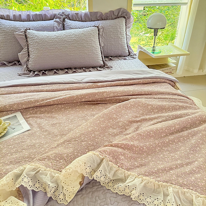 91家纺网 家纺一手货源 找家纺 仟网汇 2025新款床盖四件套夏被四件套（活套被套） 山野栀子