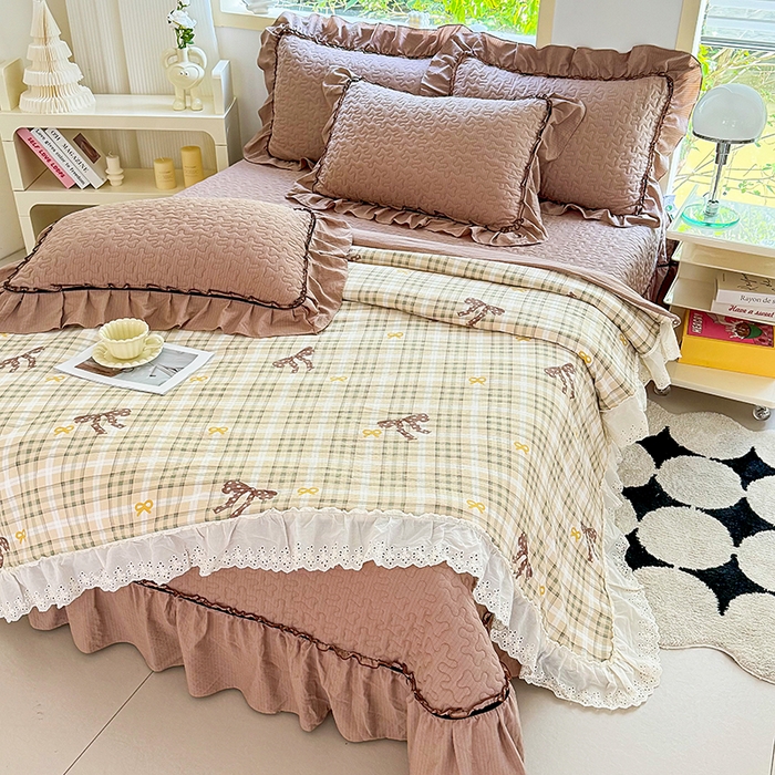 91家纺网 家纺一手货源 找家纺 仟网汇 2025新款床盖四件套夏被四件套（活套被套） 太妃糖