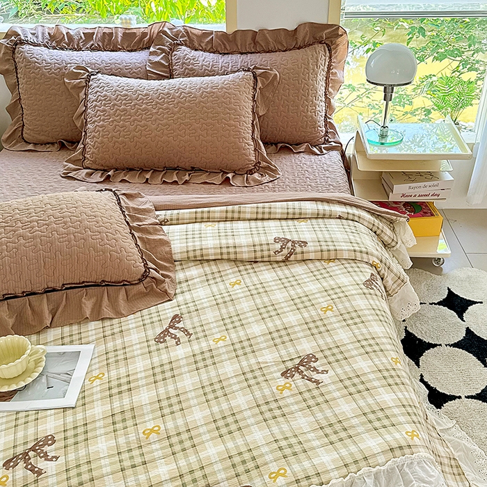 91家纺网 家纺一手货源 找家纺 仟网汇 2025新款床盖四件套夏被四件套（活套被套） 太妃糖