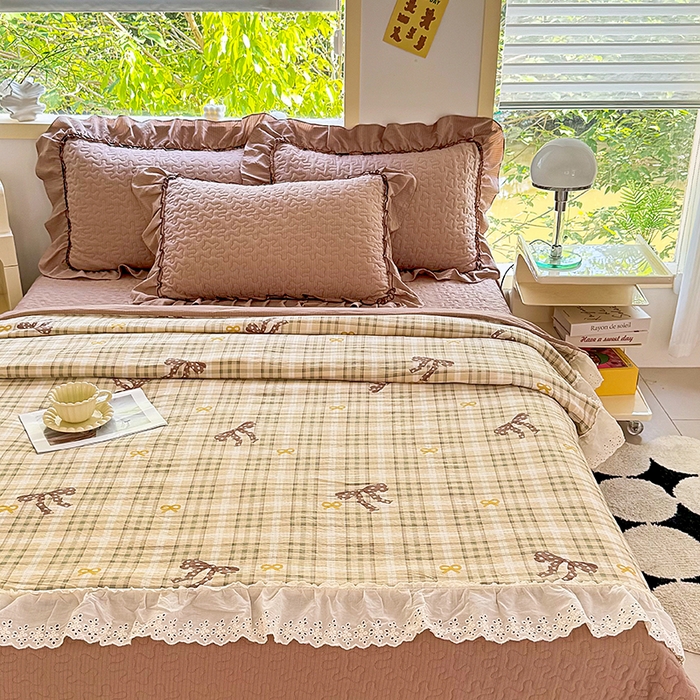 91家纺网 家纺一手货源 找家纺 仟网汇 2025新款床盖四件套夏被四件套（活套被套） 太妃糖