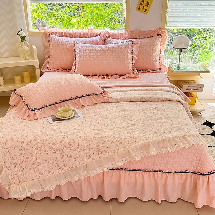 91家纺网 家纺一手货源 找家纺 仟网汇 2025新款床盖四件套夏被四件套（活套被套） 桃花诺