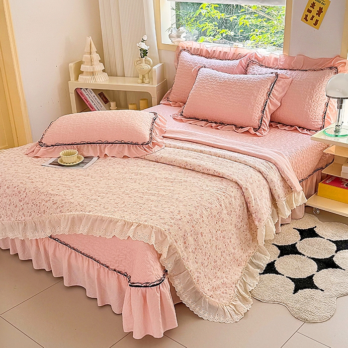 91家纺网 家纺一手货源 找家纺 仟网汇 2025新款床盖四件套夏被四件套（活套被套） 桃花诺