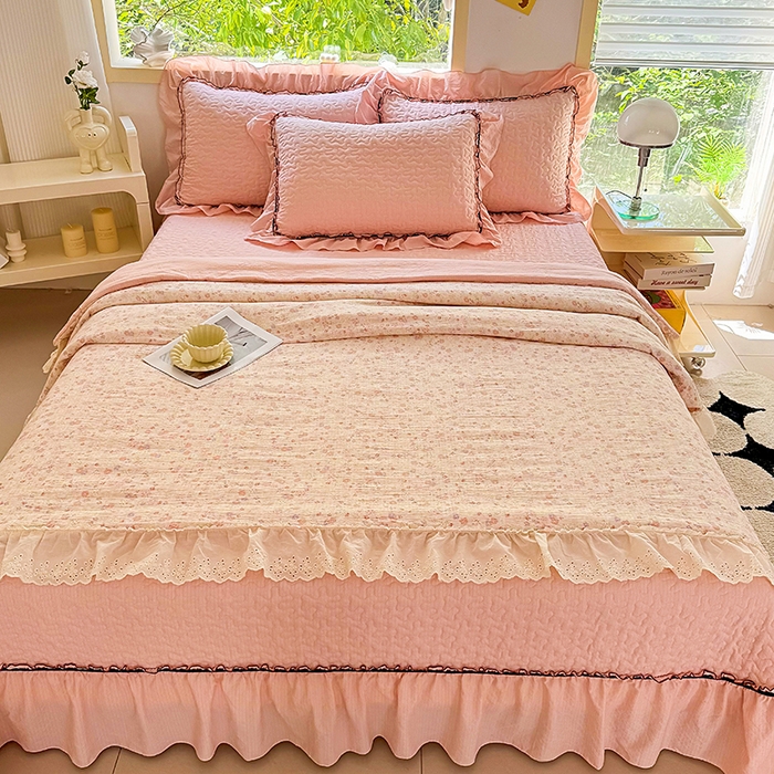 91家纺网 家纺一手货源 找家纺 仟网汇 2025新款床盖四件套夏被四件套（活套被套） 桃花诺