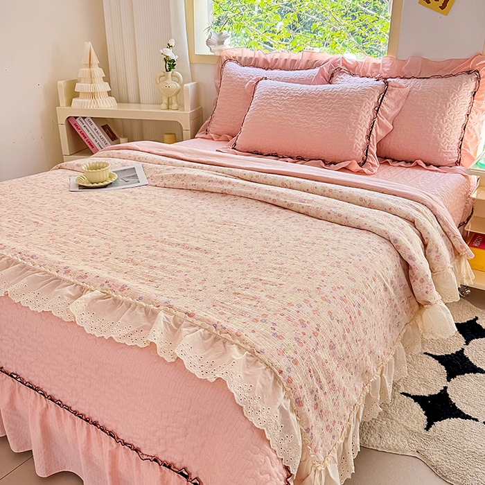 91家纺网 家纺一手货源 找家纺 仟网汇 2025新款床盖四件套夏被四件套（活套被套） 桃花诺