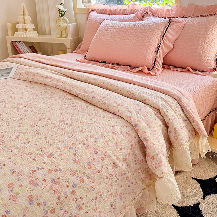 91家纺网 家纺一手货源 找家纺 仟网汇 2025新款床盖四件套夏被四件套（活套被套） 桃花诺