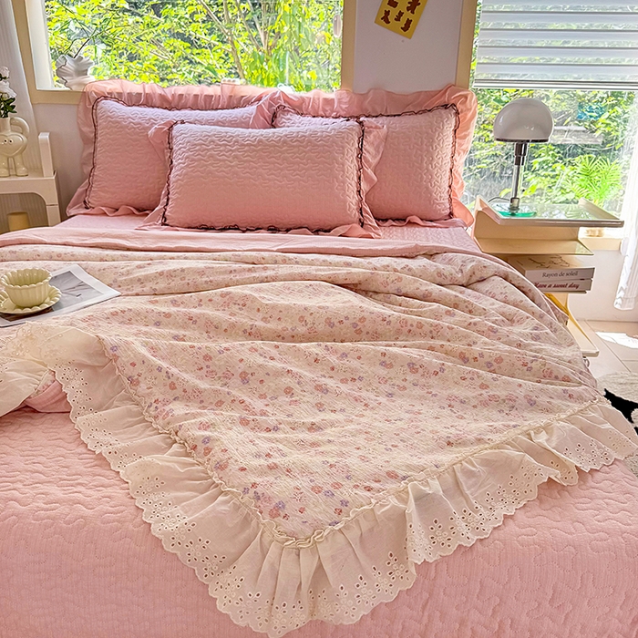 91家纺网 家纺一手货源 找家纺 仟网汇 2025新款床盖四件套夏被四件套（活套被套） 桃花诺