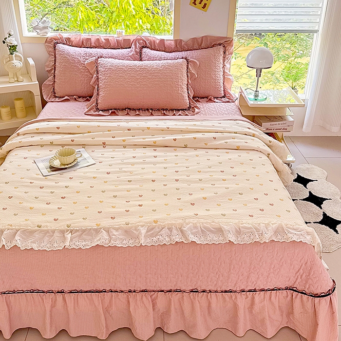 91家纺网 家纺一手货源 找家纺 仟网汇 2025新款床盖四件套夏被四件套（活套被套） 心动