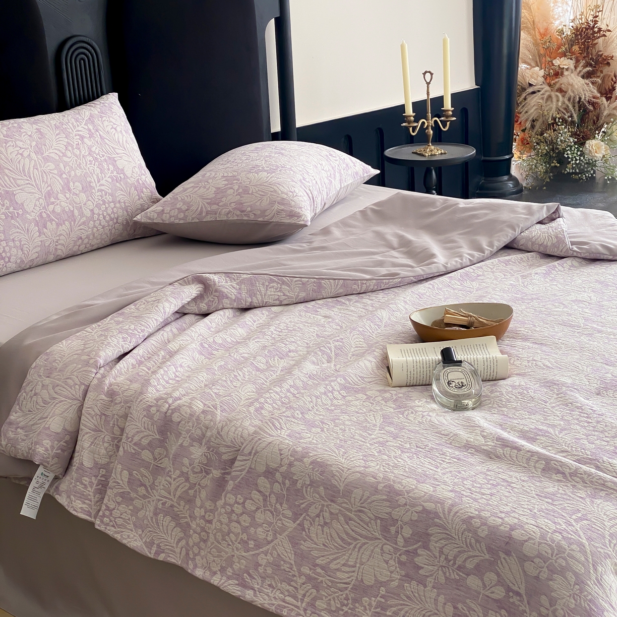 91家纺网 家纺一手货源 找家纺 赫帛 2025春夏新款全棉纯棉色织提花数码印花七草夏被夏凉被空调被 七草-紫色夏被