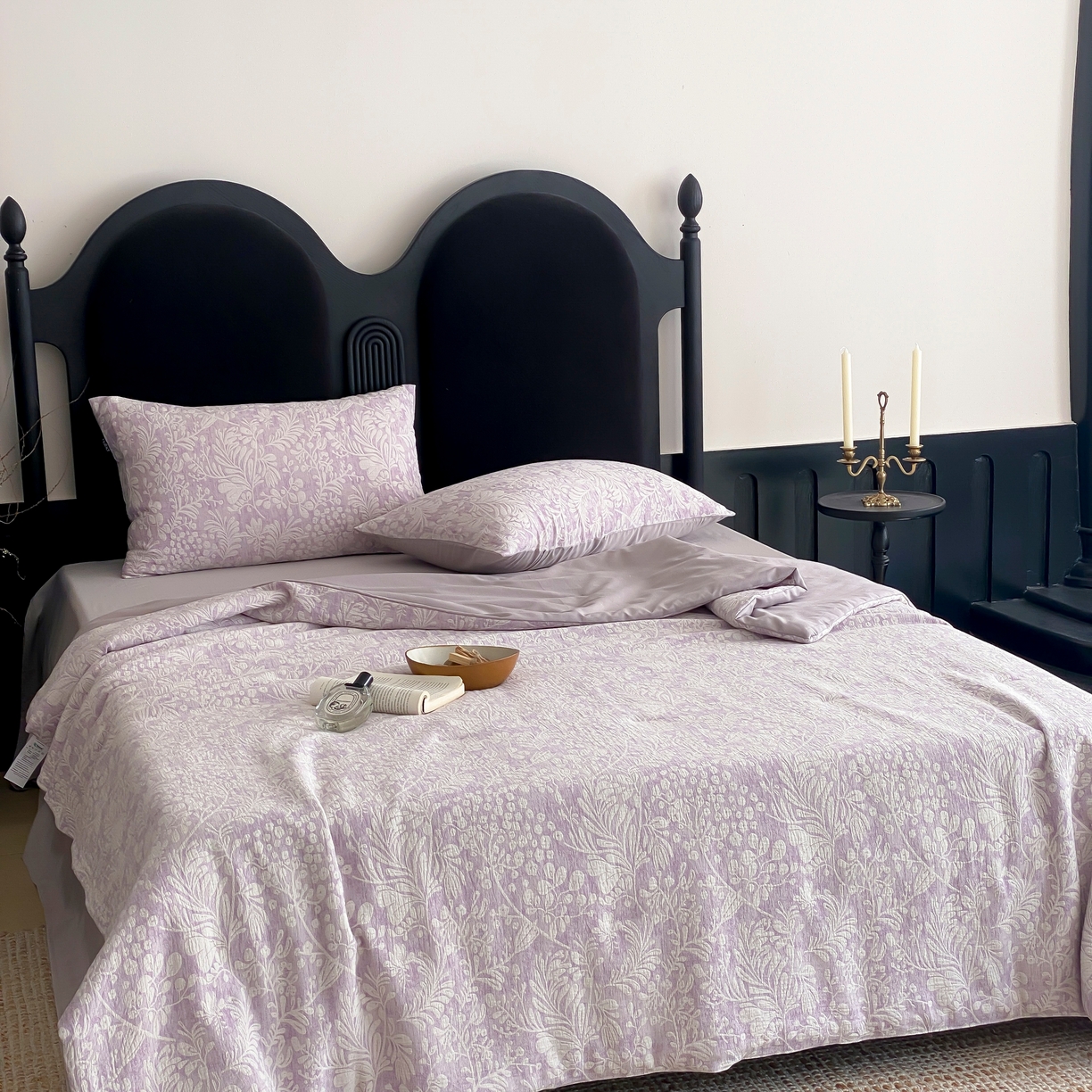 91家纺网 家纺一手货源 找家纺 赫帛 2025春夏新款全棉纯棉色织提花数码印花七草夏被夏凉被空调被 七草-紫色夏被