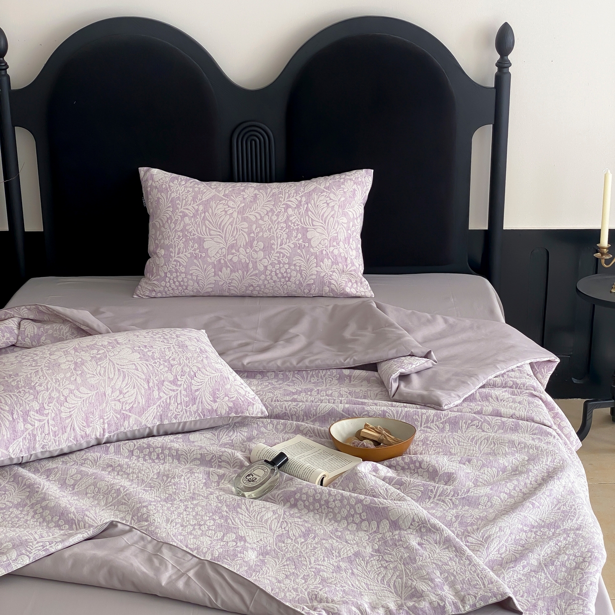 91家纺网 家纺一手货源 找家纺 赫帛 2025春夏新款全棉纯棉色织提花数码印花七草夏被夏凉被空调被 七草-紫色夏被