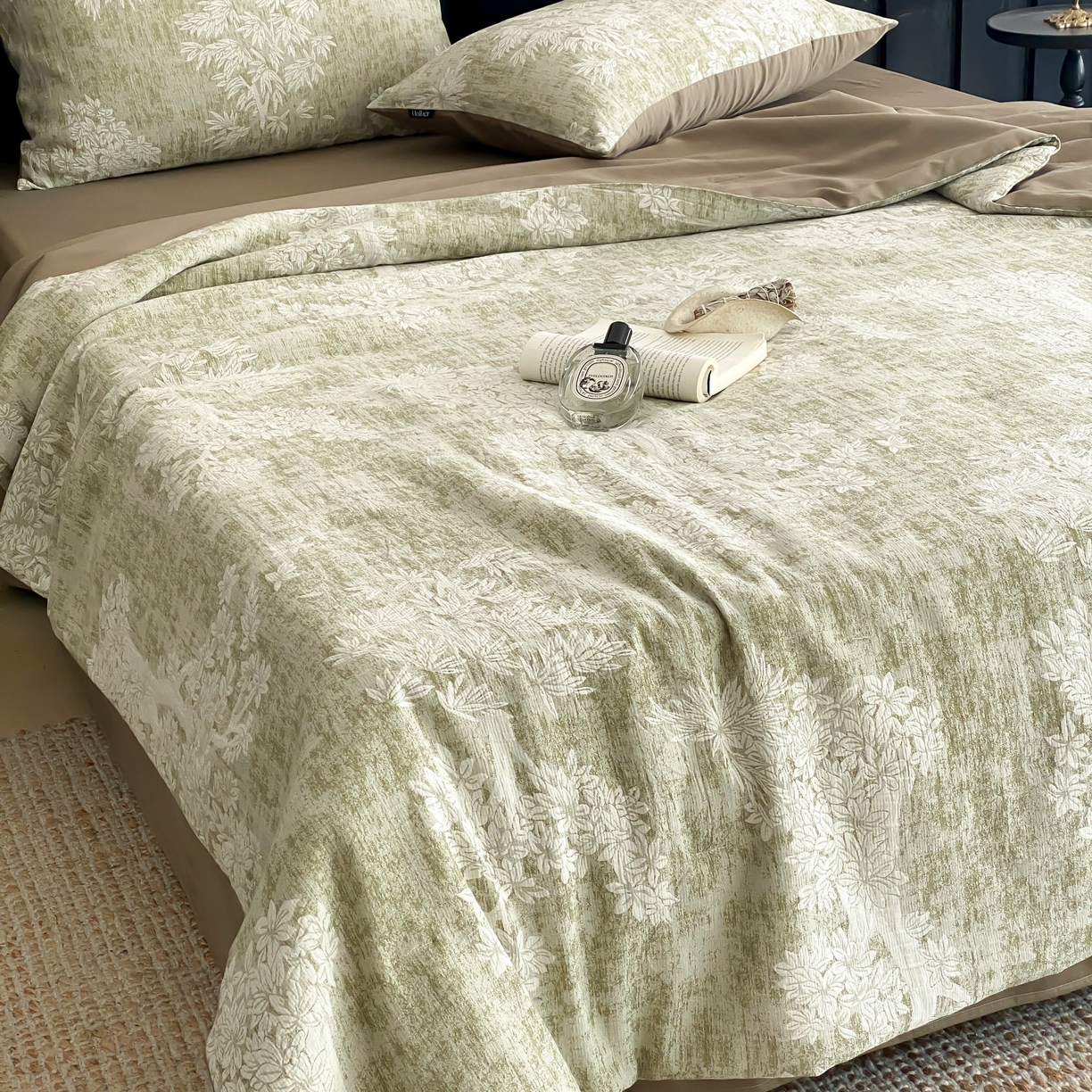 91家纺网 家纺一手货源 找家纺 （总）赫帛 2025春夏新款全棉纯棉色织提花数码印花椿野夏被夏凉被空调被