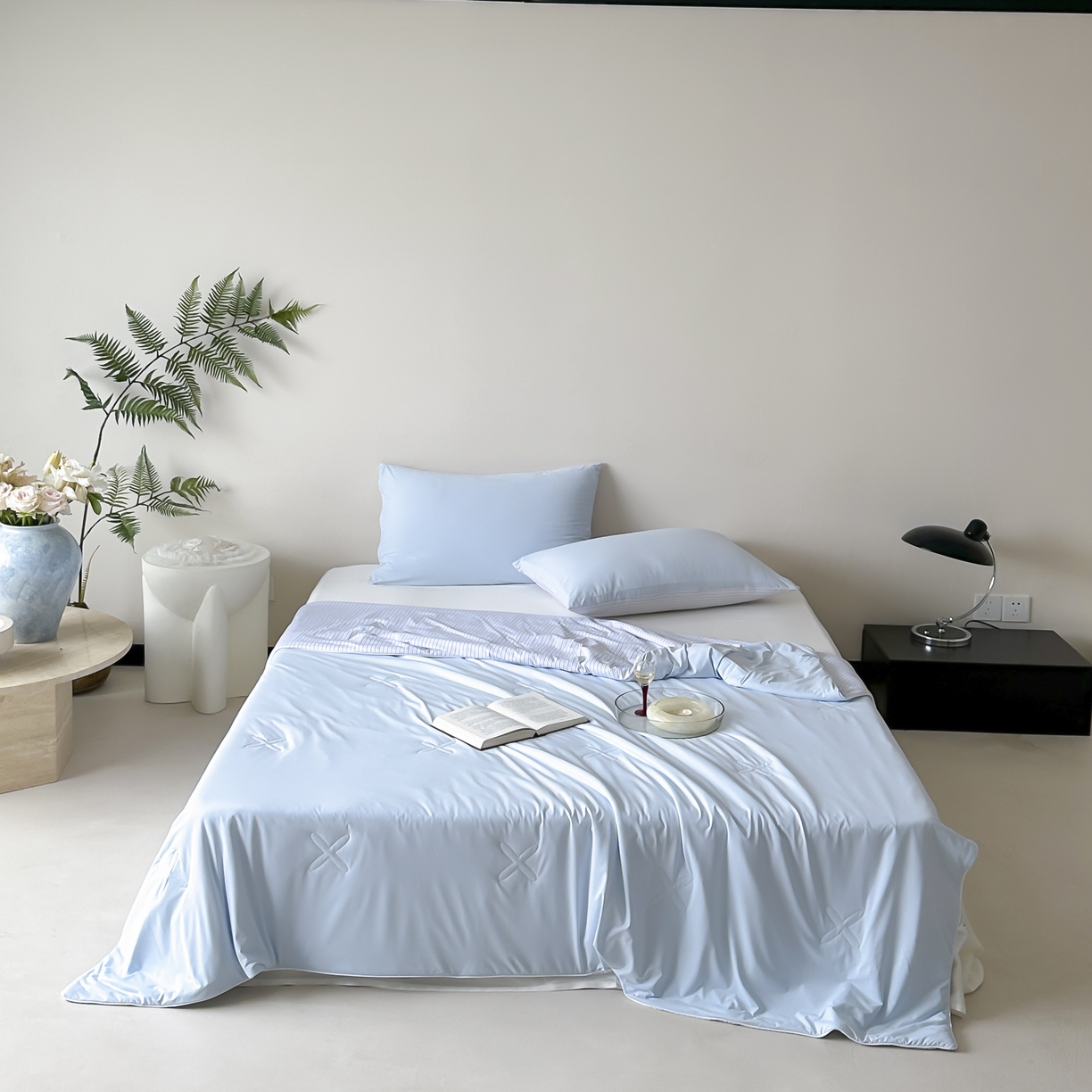 赫帛 2025春夏新款冰屿双境数码印花夏被夏凉被空调被单夏被 蓝色